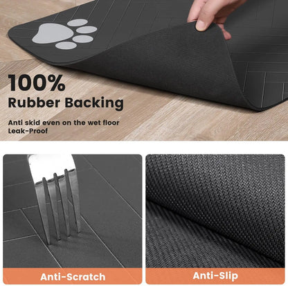 Pet Feeding Mat-Absorbent Pet Placemat for Food and Water Bowl with Waterproof Rubber Backing Quick Dry Water Mat for Dog Cat