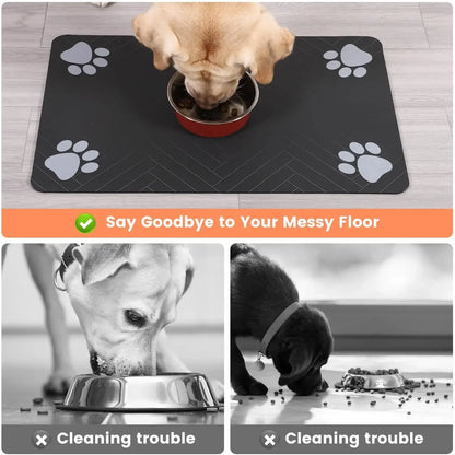 Pet Feeding Mat-Absorbent Pet Placemat for Food and Water Bowl with Waterproof Rubber Backing Quick Dry Water Mat for Dog Cat